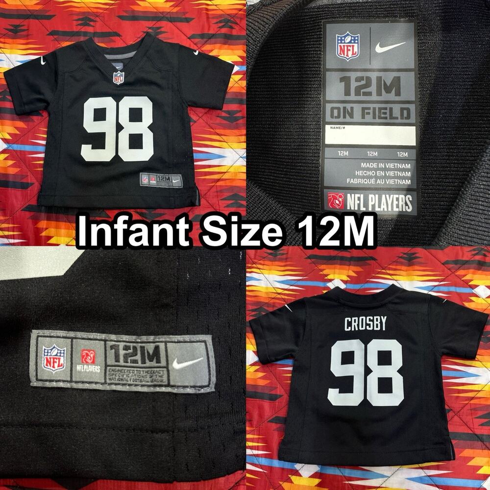 Las Vegas Raiders Maxx Crosby #98 Infant Size 12M Black Jersey On Field